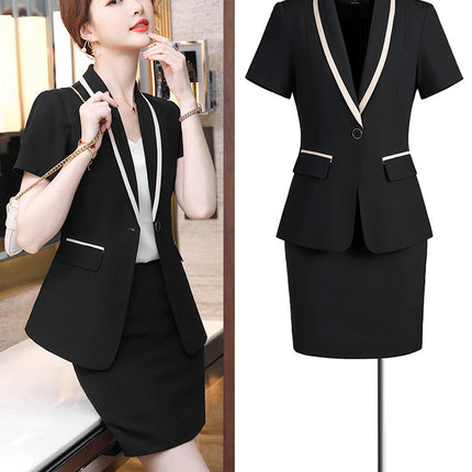 Summer short-sleeved suit suit women's thin business wear small temperament formal suit suit skirt front desk work clothes
