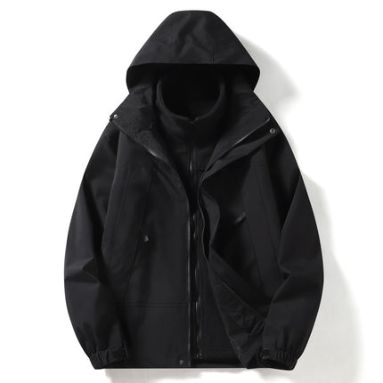 Warm Jacket Two-Piece Set, Outdoor Fashion Men's Jacket, Plus Velvet Cold-Proof Jacket, Liner Polar Fleece Jacket
