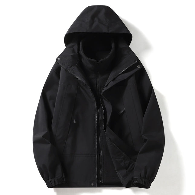 Warm Jacket Two-Piece Set, Outdoor Fashion Men's Jacket, Plus Velvet Cold-Proof Jacket, Liner Polar Fleece Jacket
