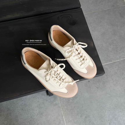 Cowhide Version~2025 New Autumn Genuine Leather Sports White Shoes for Women, Thick-Soled German Training Shoes, Forrest Gump Shoes, Casual Sneakers