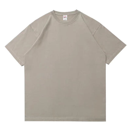 wine red 500g heavy cotton short sleeve T-shirt thick impermeable loose half sleeve men's and women's couples base shirt top