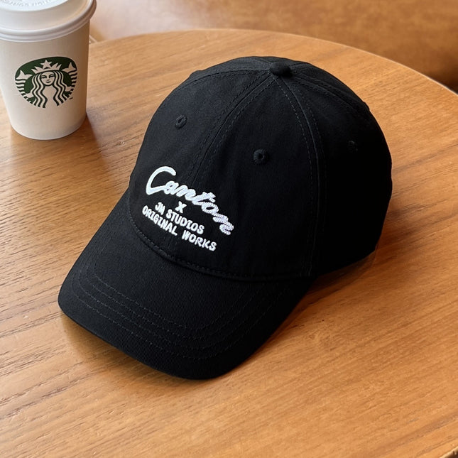 Korean Style Large Head Circumference Baseball Cap for Women, Face-Slimming Embroidered Letters, Fashionable Versatile Duckbill Cap for Men, Simple Sunshade and Sun Protection