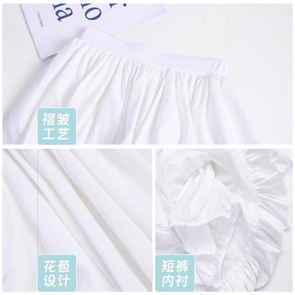 White Plaid Flower Bract Skirt Women's 2025 Spring and Summer Small High Waist Anti-Glow Pop Skirt Skirt