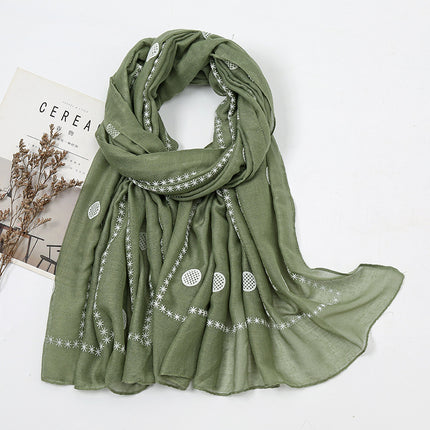 New Retro Striped Sunscreen Shawl Women's Summer Geometric Beach Towel Thin Cotton and Linen Scarf Long Silk Scarf