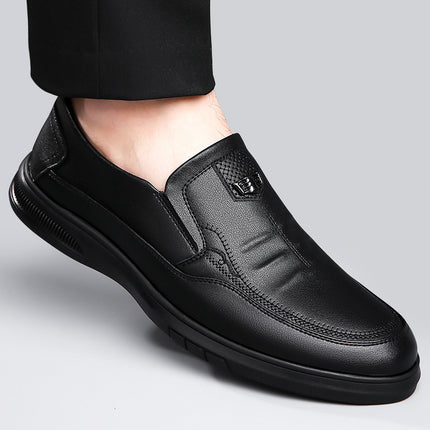 Men's Leather Shoes Spring Season Genuine Leather British Style Business Casual Men's Shoes 2026 New Model Slip-On Soft Sole Wide-Fit Dad Shoes