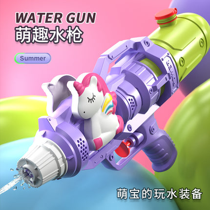 New children's water gun toy Net red double nozzle water gun pony dinosaur duck shark pull-out water gun