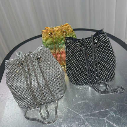 Cross-Border New Fashion Bucket Bag Banquet Dress Evening Bag Rhinestone Women's Trendy Diamond-Encrusted Handbag Evening Wear