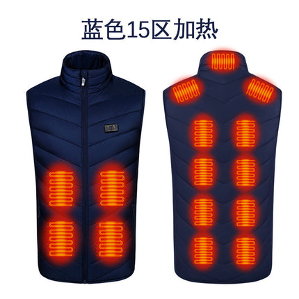 Factory Direct Sales Cross-Border New Smart Heating Vest Winter Constant Temperature Electric Heating Cotton Clothing Casual Stand-Up Collar Warm for Men and Women