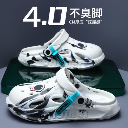 2024 New Beach Cave Shoes Men's Soft Sole Shoes Feeling Outdoor Wear Men's Shoes Internet Popular Super Hot Baotou Sandals