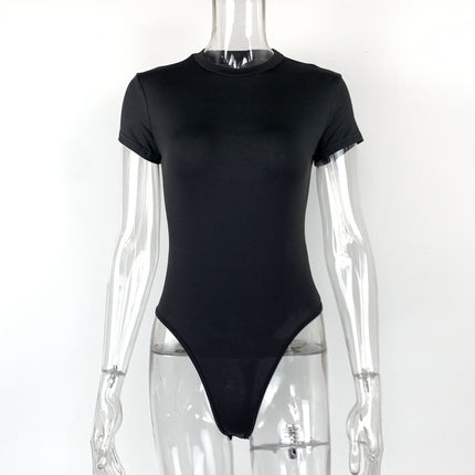 2025 summer new casual women's clothing Europe and the United States cross-border short sleeve jumpsuit foreign trade tight jumpsuit bodysuit