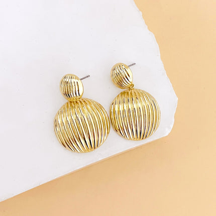 European and American Cross-Border Supply Elegant Simple Geometric Earrings Round Texture Round Earrings Women's Elegant Versatile Earrings