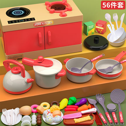 Children's Play House Small Kitchen Toy Set for Cutting Vegetables, Cooking and Cooking, Baby Cutting Fruits, Boys and Girls Kitchen Utensils and Stoves
