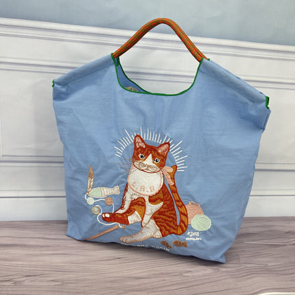 ball chain Japanese high quality eco-friendly shopping bag embroidered hand canvas bag nylon shopping bag