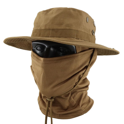 Camouflage Tactical Penny Hat suit Multifunctional Outdoor Fishing Hat Fisherman Hat Sunscreen Protective Breathable Round Edge Hat for Men