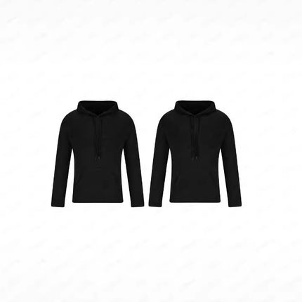 Cross-border men's classic 2-piece combination hooded sweater solid color fleece pullover youth trendy hoodie loose hooded