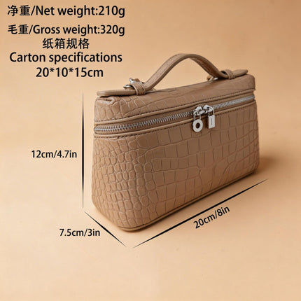 2025 New Cosmetic Bag Cross-Border Fashion Lp19 Lunch Box Bag Second Generation Ostrich Leather Handbag Crossbody Bag for Women