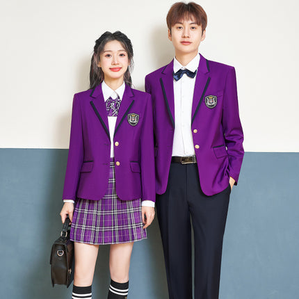 [Purple College Style] Suit Autumn and Winter Formal Wear for Men and Women Kindergarten Teacher Uniform Jk Class Uniform School Uniform Set