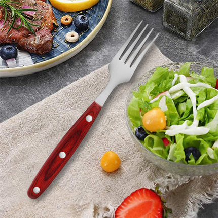 Cross-border Wooden Handle Steak Knife and Fork Two-piece Set Household Western-style Tableware Stainless Steel Main Knife Dishpoint Fork in stock Batch