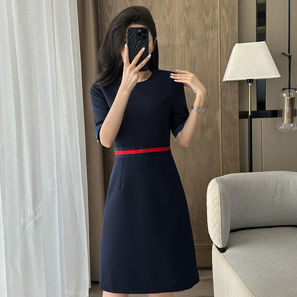 Waist Dress Women's Short-Sleeved 2025 New Summer Workwear Skirt Stewardess Interview Uniform Jewelry Store Work Clothes