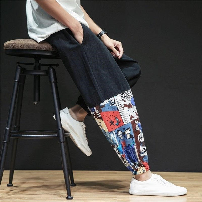 Linen Ankle-length Pants Men's Spring and Summer Thin Loose plus size Casual Pants Harlan Pants Chinese Style Men's Cotton and Linen Long Pants
