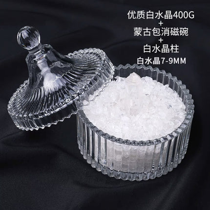Natural Crystal Purification Degaussing Bowl White Crystal Degaussing Stone Gravel Container Yushou Salt Ware Gem Glass