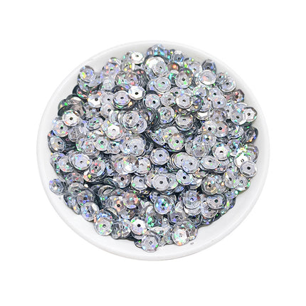 6MM round curved surface hole PVC sequins jewelry accessories concave and convex surface wholesale flat bottom hexagonal sewing clothing beads