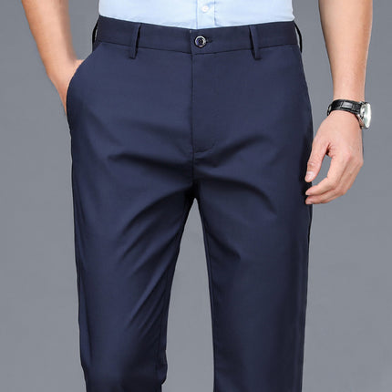 Men's Casual Trousers for Foreign Trade, Loose and Fattened, No-Iron Straight Suit, Business Elastic Trousers Wholesale