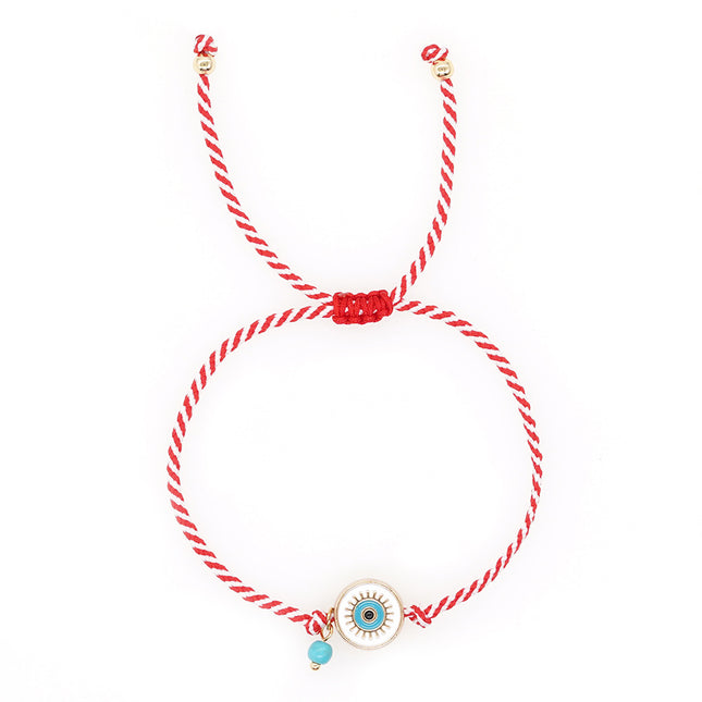 Cross-border Explosions Fashion Simple Martis Bracelet White Eyes Turquoise Red and White Rope Bracelet for Women