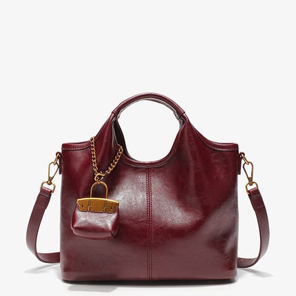 Bucket Bag 2025 New Leather Handbag Tote Bag Fashionable All-match Simple Casual Shoulder Crossbody Bag