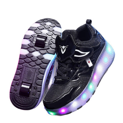 Factory Direct Sale Children's Light-Up Roller Shoes with Double Wheels, Invisible Student Roller Skates with Wheels for Walking, Suitable for Girls