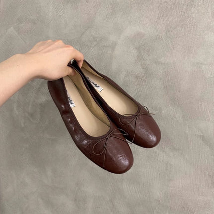 Gentle Evening Breeze Bowknot Soft-Soled Flats for Women 2025 New Style Shallow Mouth Fairy Ballet Shoes Egg Roll Maternity Shoes