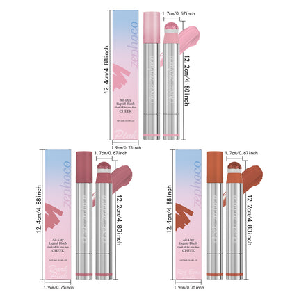 Liquid Blush Stick with Sponge Tip Waterproof Long-Lasting Brightening Moisturizing Lips Cheeks Natural Korean Cosmetic Makeup