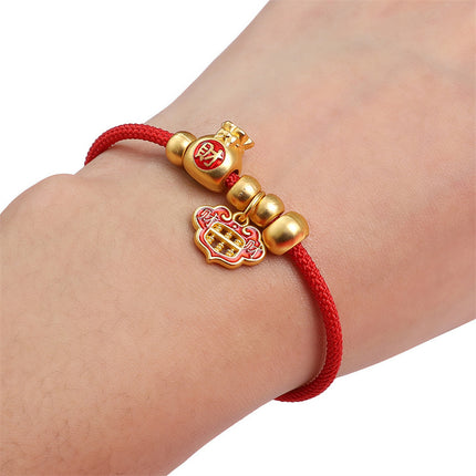 Handmade DIY Semi-finished Adjustable New Year Braided Rope Benmingnian Red Rope Jewelry Accessories Material Beaded Hand Rope