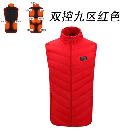 Factory Direct Sales Cross-Border New Smart Heating Vest Winter Constant Temperature Electric Heating Cotton Clothing Casual Stand-Up Collar Warm for Men and Women
