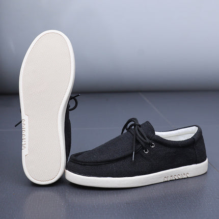 Black Linen Men's Shoes 2025 New Spring and Autumn Men's Beanie Canvas Shoes Deodorant Breathable Casual Old Beijing Cloth Shoes