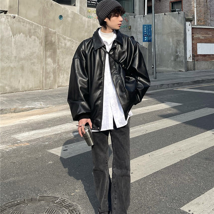 Men's Leather Jacket Autumn and Winter American Style Trendy Streetwear Stylish Jacket with Unique Design for Couples Biker Jacket