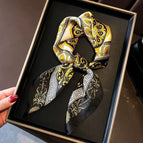 Sanskrit cashew black silk scarf square scarf