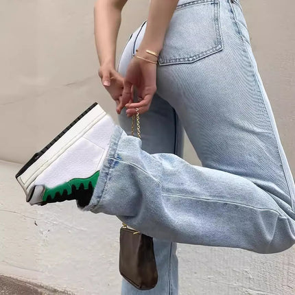 Amazon Aliexpress 2025 New Women's Clothing European and American Cross-Border Light Blue High-Waisted Jeans Women's Loose Straight Pants
