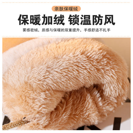 2024 New Warm Suede Gloves fleece-lined Thickened Cold-proof Gloves Student Riding Windproof Bag Finger
