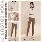 [Three-piece set] = Ivory white [jacket] + Ivory white [bra] + cocoa color [trousers] / S