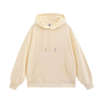 American fashion brand 260g pullover casual loose hooded sweater dopamine solid color heavy shoulder hoodie in spring and autumn