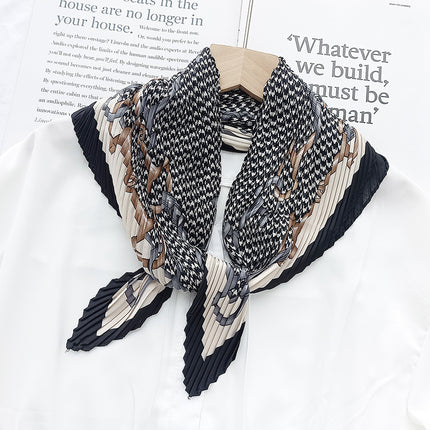 New wrinkled small square scarf female Korean imitation silk printed wrinkled small scarf Joker scarf decorative scarf wholesale