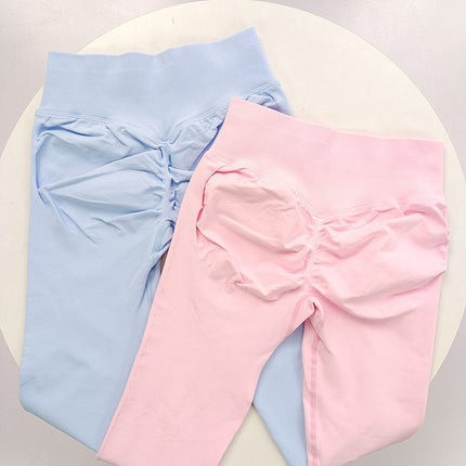 [Butt King] European and American Newly Upgraded Seamless Knitted Mid-Waist Peach Butt Pants Three-Section Waist Fitness Pants