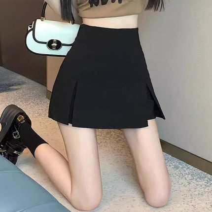 White Suit Short Skirt Women's Summer Light Mature Wind Anti-walking Hip Skirt Hot Girl High Waist A- line Split Skirt