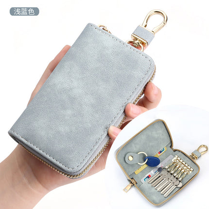 Vintage Simple Zipper Key Bag Men's Waist Hanging Multifunctional Household Small Bag Large Capacity Car Women's Key Bag