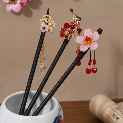 New Year Red Festive Chinese Style Hairpin Palace Style Tassel Walking Hair Hairpin Retro Hanfu Ancient Dress Cheongsam Hair Accessories Women