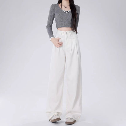 Workwear High Waist Slimming Internet Popular New Slim Fit Mop Pants 2025 Casual All-match Dape Wide Leg Pants Women's Loose