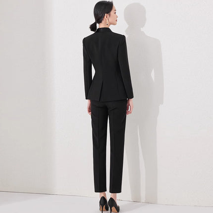 Autumn and Winter New New Chinese Black Professional Suit suit Elegant Goddess Fan Slim-fit Slimming Dress Overalls OL