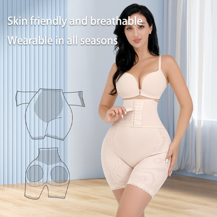 Cross-border Body-shaping Abdominal Pants Buckle-breasted Abdominal Waist Body-fitting Hip-lifting Pants Removable Sponge Pad Fake Ass Fat-bottom Pants