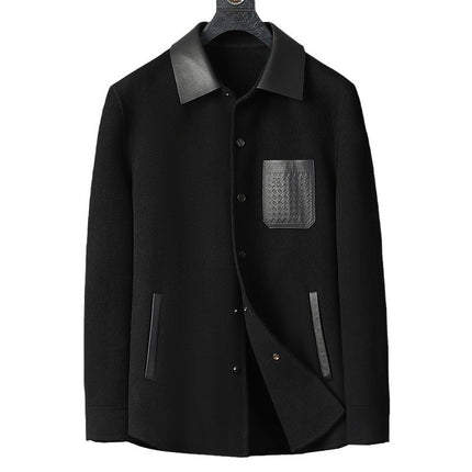 Double-Sided Men's Short Haining 2025 Autumn and Winter New Lapel Daily Casual Versatile Middle-Aged and Elderly Jacket Dad